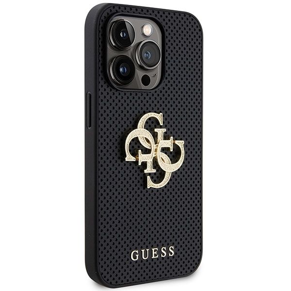 GUESS case for IPHONE 15 Pro GUHCP15LPSP4LGK (Leather Perforated 4G Glitter Logo) black