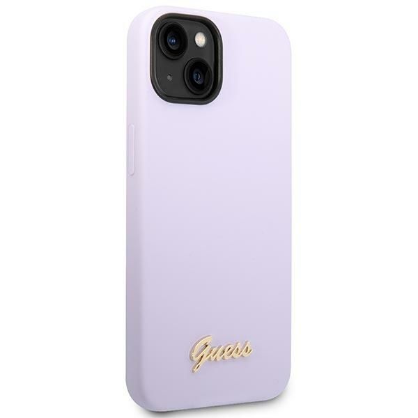 GUESS case for IPHONE 13 / 14 / 15 GUHCP14SSLSMU (Silicone Vintage Gold Logo) purple