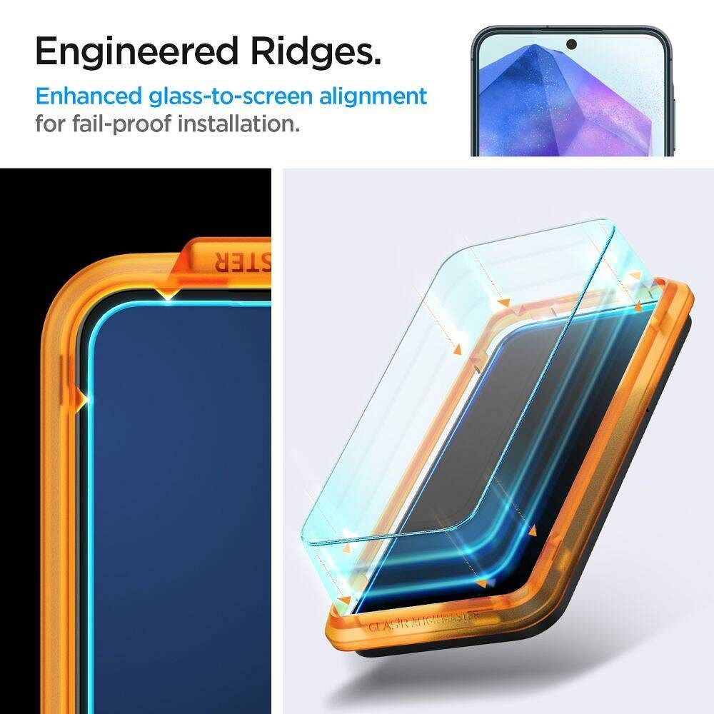 77ee95d1b926b7211bbbd00eebfba447 SPIGEN tempered glass ALM GLAS. TR 2-pack for SAMSUNG A55 5G clear
