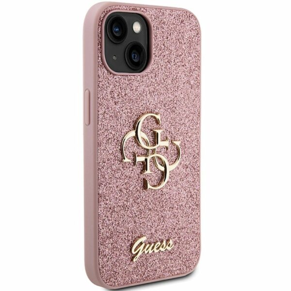 GUESS case for IPHONE 15 GUHCP15SHG4SGP (Fixed Glitter Big 4G) pink