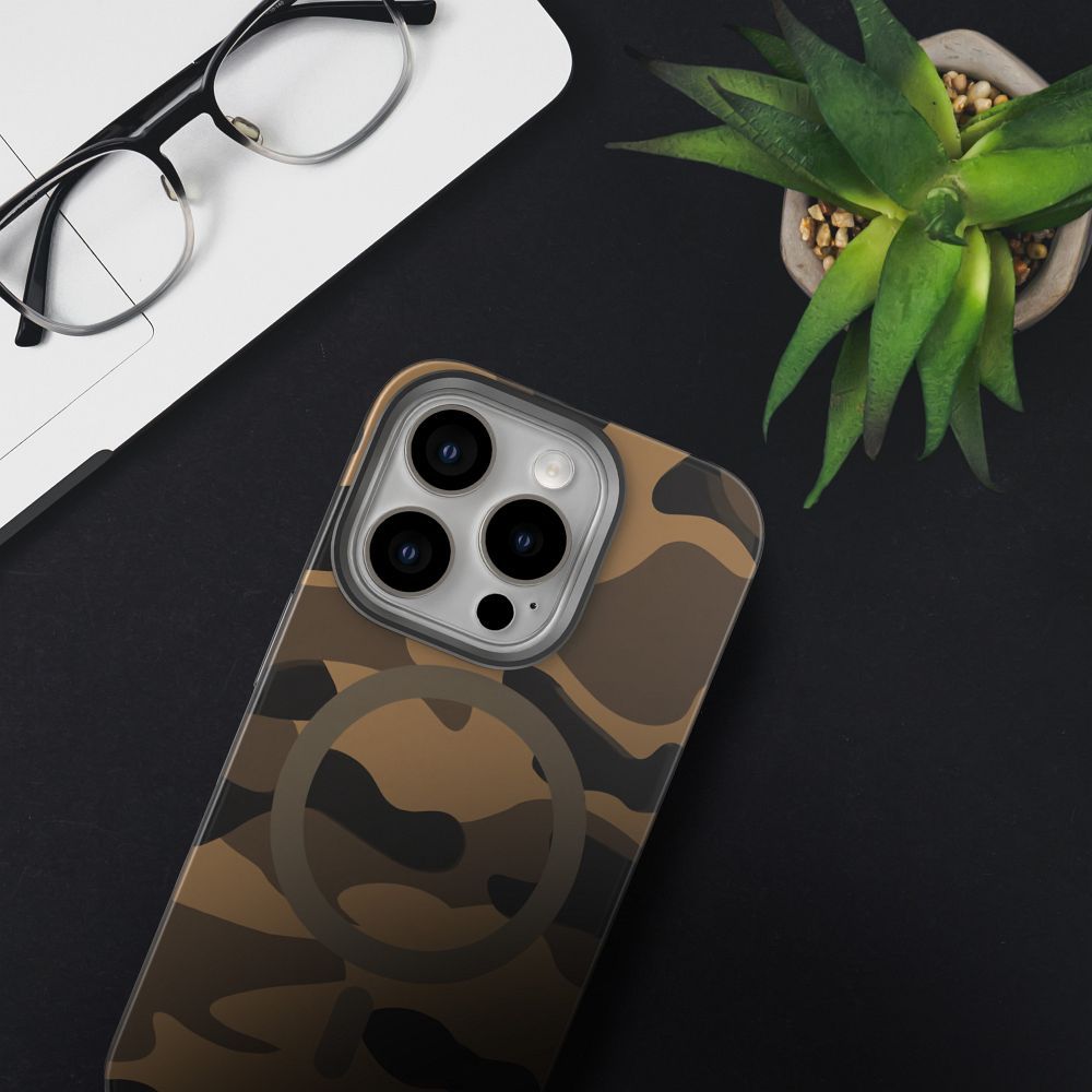 FORCELL F-PROTECT Levels with Dual Layer 4D technology, Military Drop-Test compatible for IPHONE 16 PRO desert camo