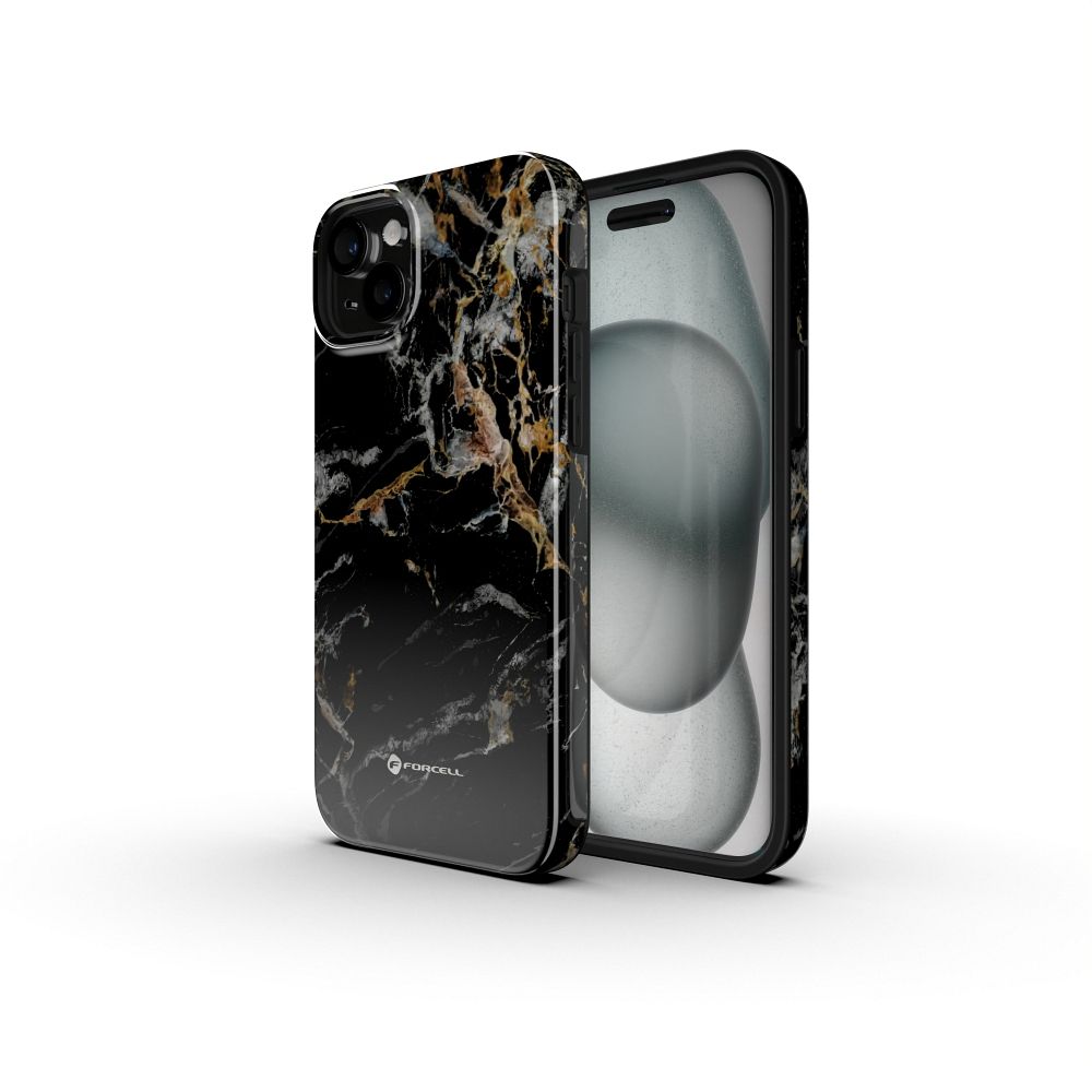 FORCELL F-PROTECT Mirage, Military Drop-Tested case compatible with MagSafe for IPHONE 16 black marble