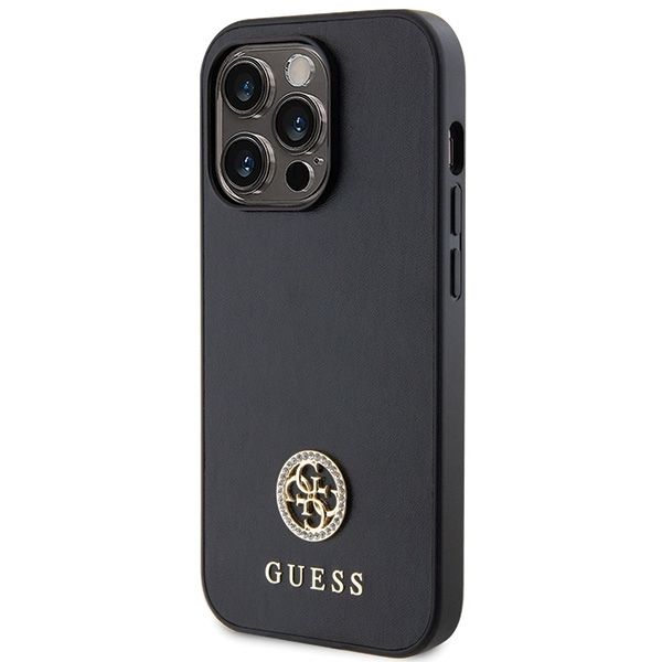 GUESS case for IPHONE 15 Pro GUHCP15LPS4DGPK (Strass Metal Logo) black