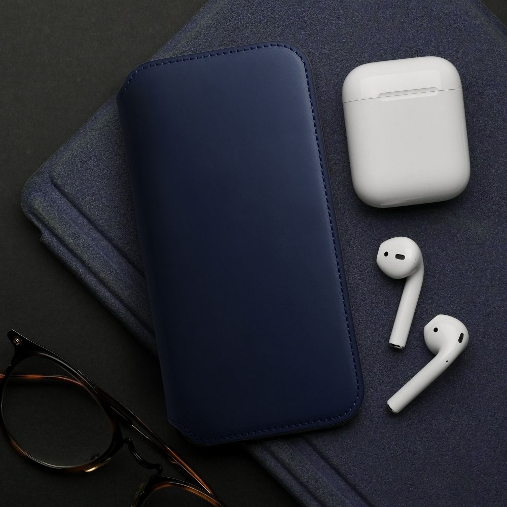 DUAL POCKET Book case for MOTOROLA G14 navy