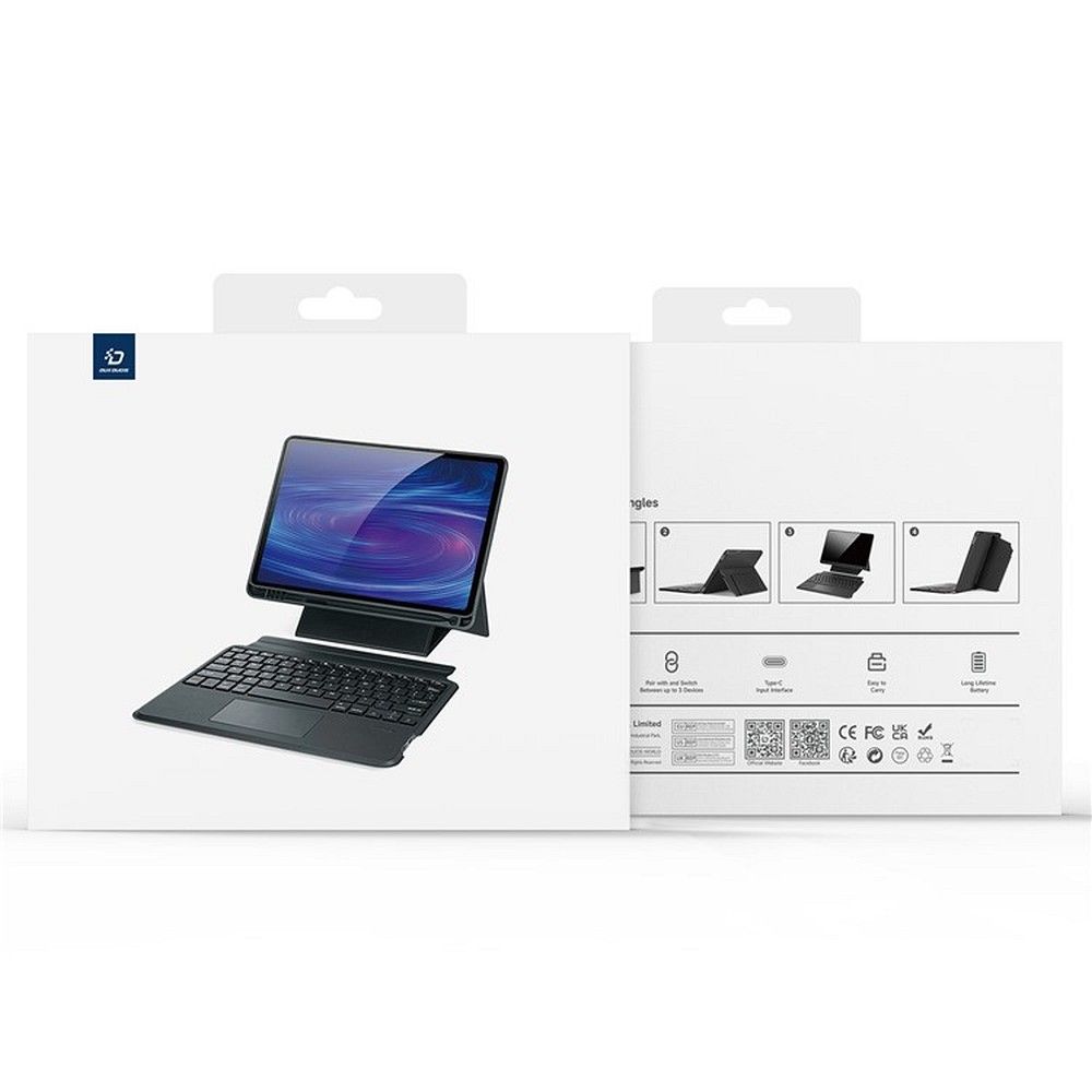 DUX DUCIS case DK foldable with Wireless Keyboard for SAMSUNG Tab S8 Plus (X800/X806)/S7FE(T730/T736B)/S7 Plus (T970/T976B) black