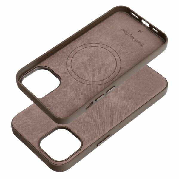 WOVEN MAG COVER case compatible with MagSafe for IPHONE 14 light brown