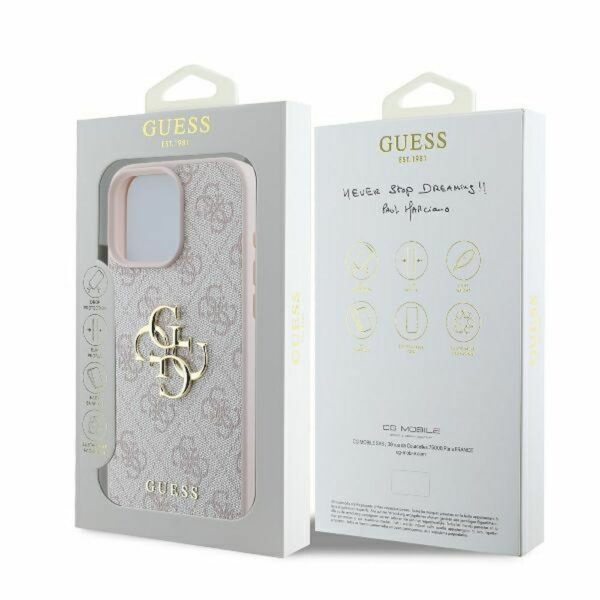 GUESS case for IPHONE 16 Pro Max GUHCP16X4GMGPI (4G PU Big Logo) pink