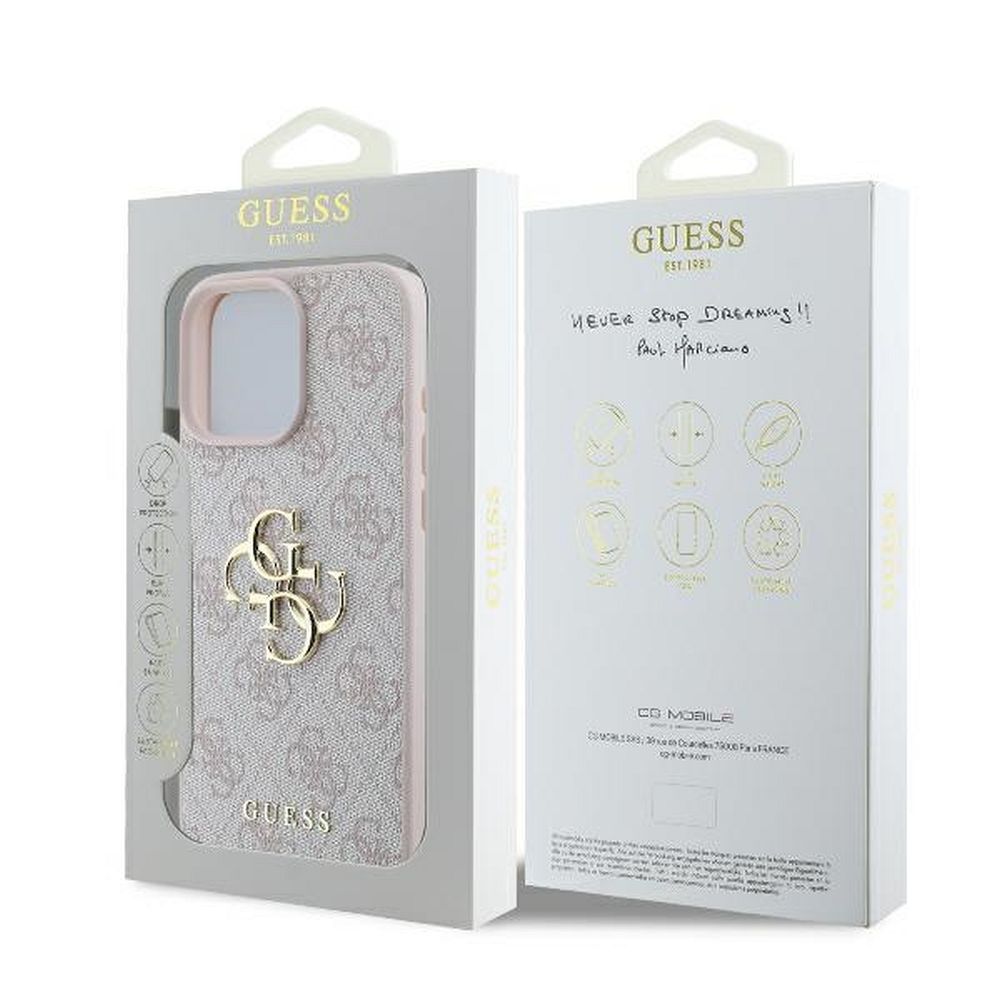 GUESS case for IPHONE 16 Pro Max GUHCP16X4GMGPI (4G PU Big Logo) pink