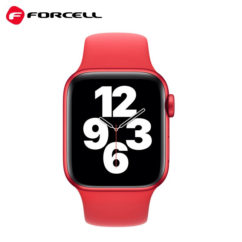 FORCELL F-DESIGN FA01 silicone strap for APPLE Watch 42 / 44 / 45 / 49 mm red
