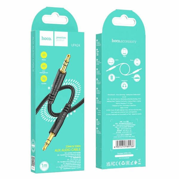 HOCO kabel AUX Jack 3,5 mm (male) to Jack 3,5 mm (male) UPA24 1 m black