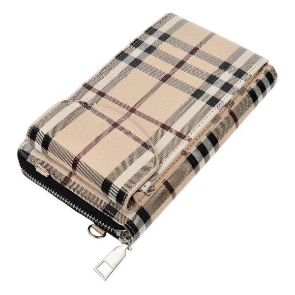 Stylish bag for mobile phone beige check