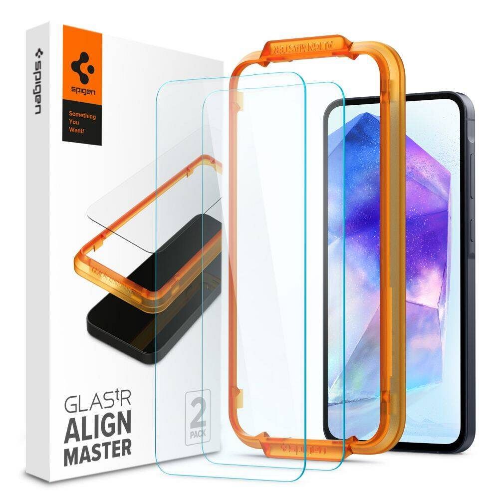 7de4fd17ae97560a154538ef2a9baee9 SPIGEN tempered glass ALM GLAS. TR 2-pack for SAMSUNG A55 5G clear