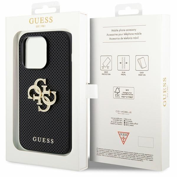 GUESS case for IPHONE 15 Pro GUHCP15LPSP4LGK (Leather Perforated 4G Glitter Logo) black