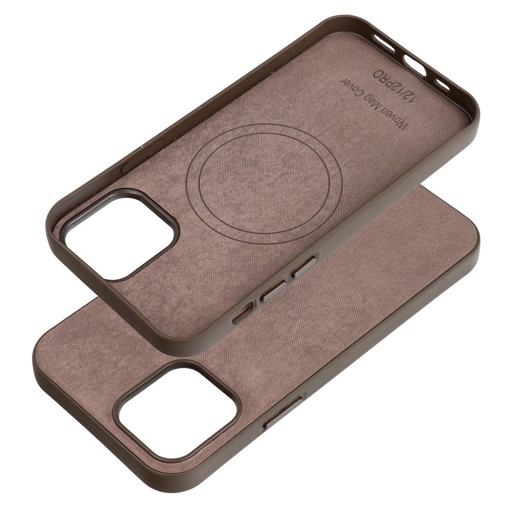 WOVEN MAG COVER case compatible with MagSafe for IPHONE 12 / 12 Pro light brown