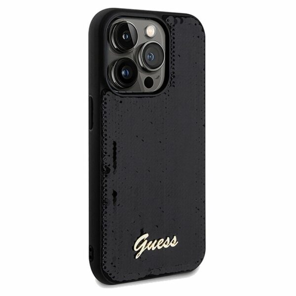 GUESS case for IPHONE 14 Pro GUHCP14LPSFDGSK (Sequin Script Metal) black