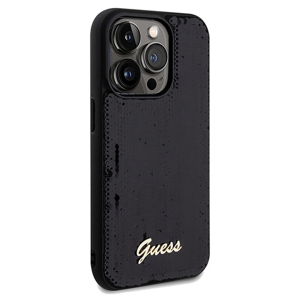 GUESS case for IPHONE 14 Pro GUHCP14LPSFDGSK (Sequin Script Metal) black