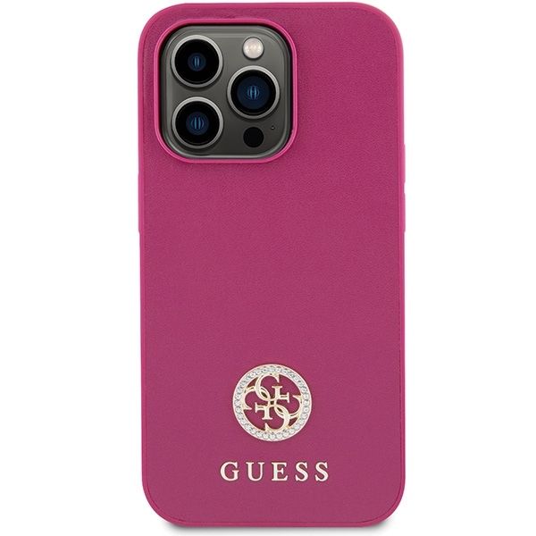 GUESS case for IPHONE 15 Pro GUHCP15LPS4DGPP (Strass Metal Logo) pink