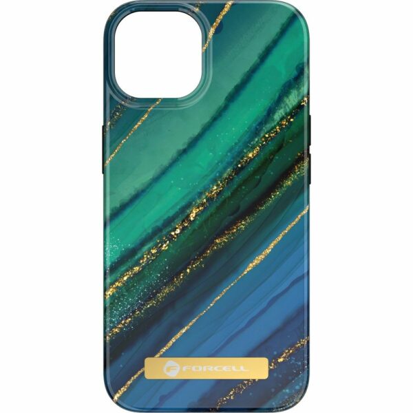 FORCELL F-PROTECT Mirage case compatible with MagSafe for IPHONE 15 Pro Max jade marble