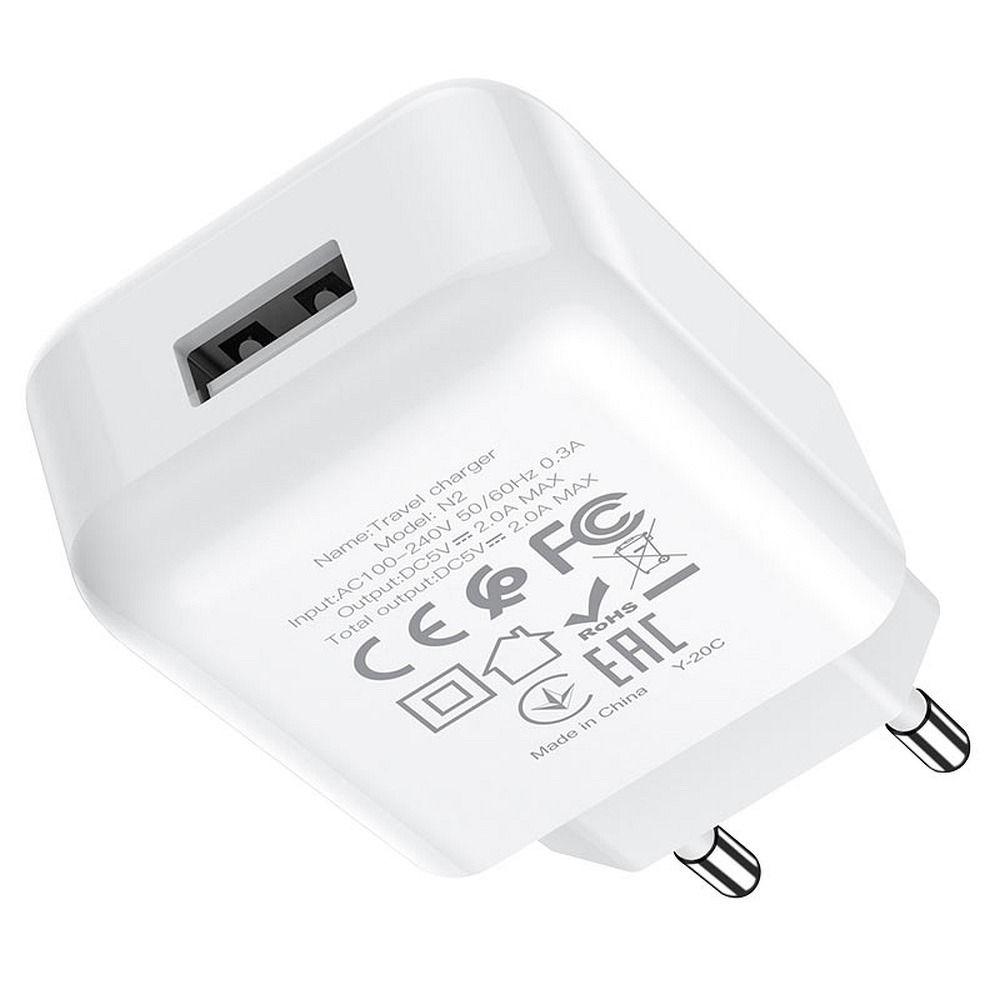 HOCO travel charger USB A 2A N2 white