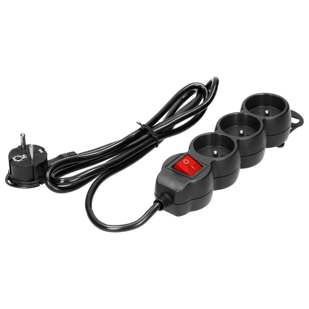 Extension cord 5x2P+Z,ON/OFF,1,5m,3x1,5,black (ES-7/W/1,5)