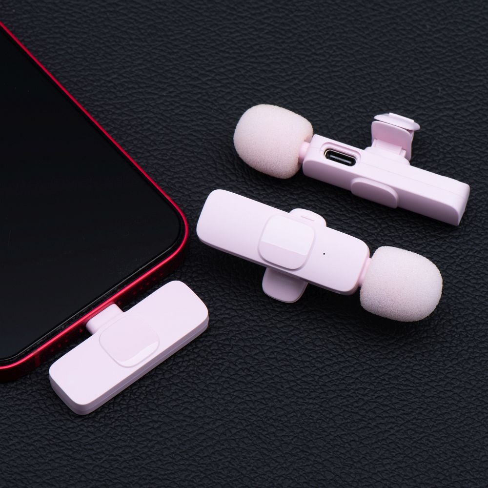 Wireless lavalier microphone Type C double (2 in set) K1 pink