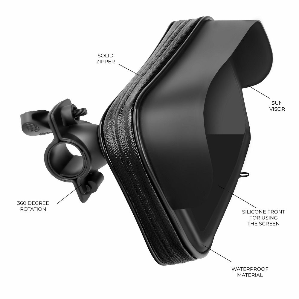 81b7d0353997c98f5903b3bde0f42ea7 Bike holder waterproof with zip and hood ( 5,5" - 6,3" ) black