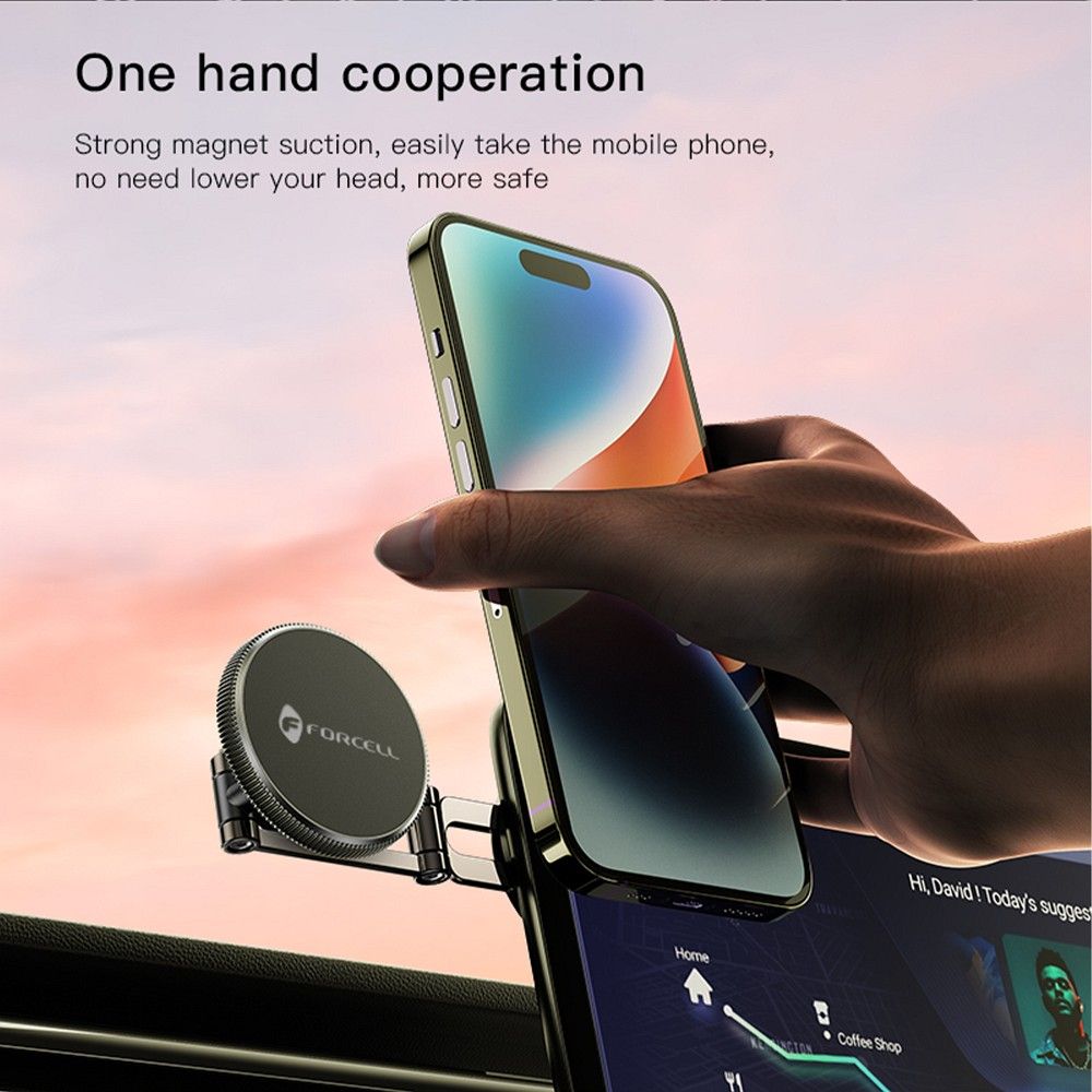 FORCELL F-GRIP IronSecure magnetic car holder for windshield / dashboard compatible with MagSafe black