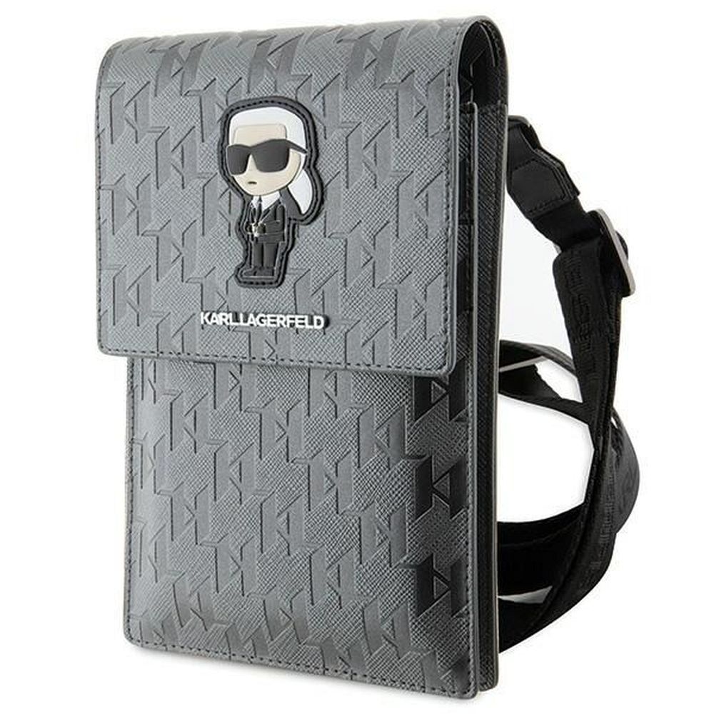 826f9cce381ef8afa8852ced386fe335 KARL LAGERFELD universal bag for mobile KLWBSAKHPKG (Saffiano Mono Ikonik) silver