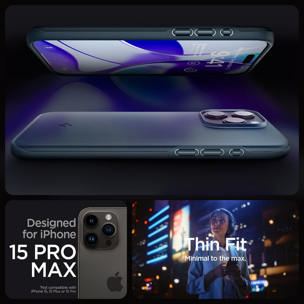 SPIGEN case THIN FIT for IPHONE 15 Pro Max metal slate