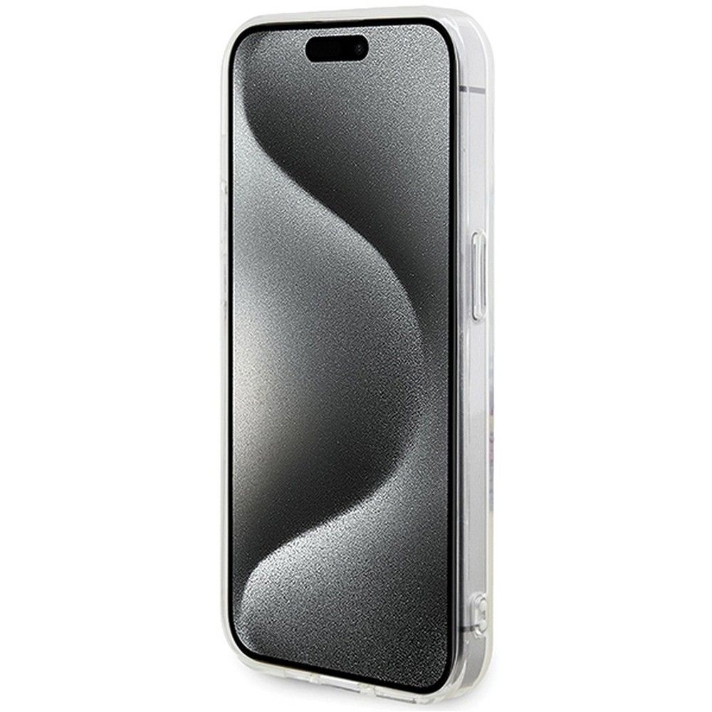 GUESS case for IPHONE 15 Pro compatible with MagSafe GUHMP15LHFWFCT (Flowers Wreath) transparent