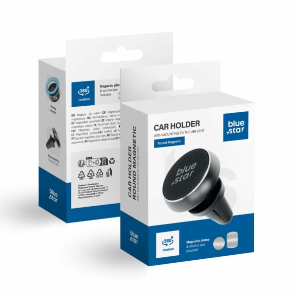 BLUE STAR magnetic car holder for air vent ROUND MAGNETIC black