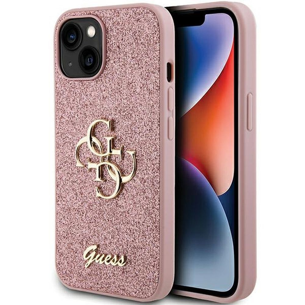 GUESS case for IPHONE 15 GUHCP15SHG4SGP (Fixed Glitter Big 4G) pink
