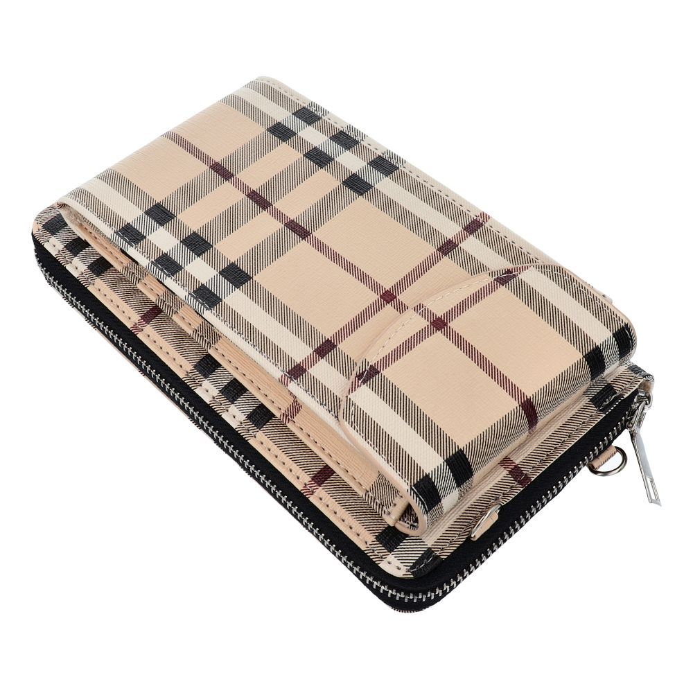 Stylish bag for mobile phone beige check