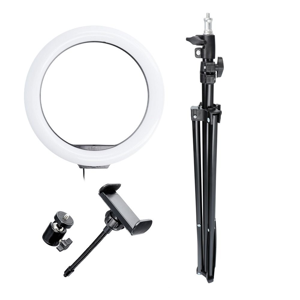LED Ring Stream RGB lamp 12" FULL COLOR with holder for mobile + tripod black