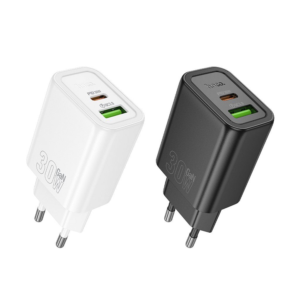HOCO wall charger USB A + Type C PD QC3.0 3A 30W N63 black