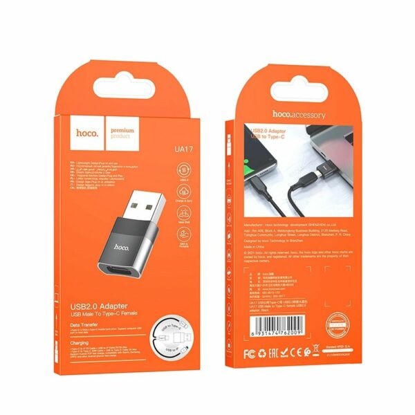 HOCO adapter OTG USB A (male) to Type C (female) UA17 black