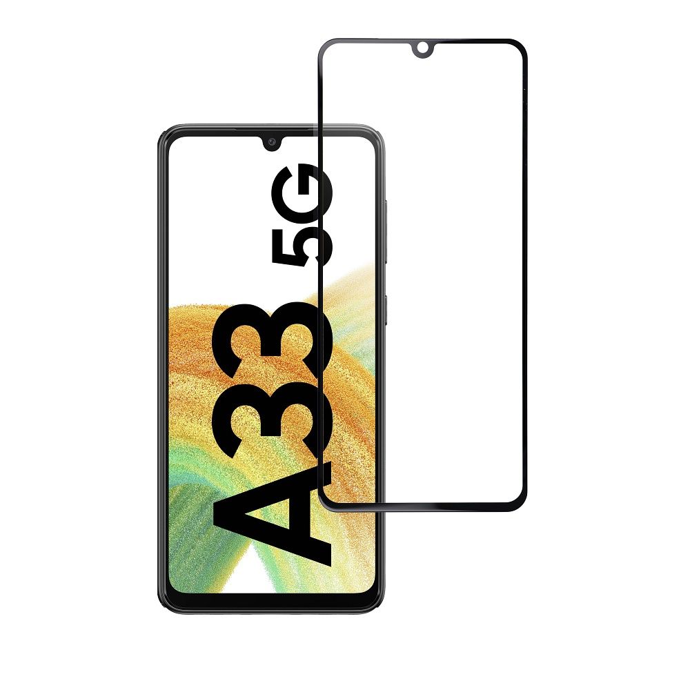 86cedcb37e699d72c7322a2f2d2ee5e8 Tempered Glass Blue Star - SAMSUNG A33 5G Full Face (full glue with frame/small size) - black