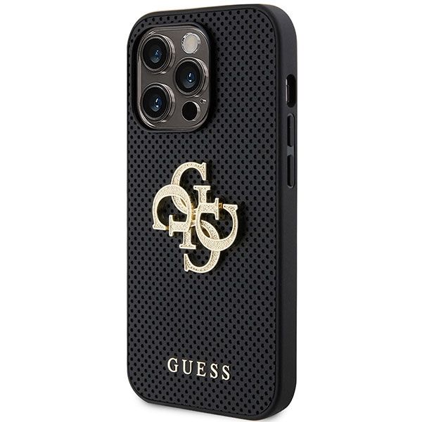 GUESS case for IPHONE 15 Pro GUHCP15LPSP4LGK (Leather Perforated 4G Glitter Logo) black