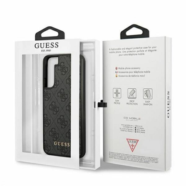 GUESS case for SAMSUNG S22 GUHCS22SG4GFGR (4G Metal Gold Logo) grey