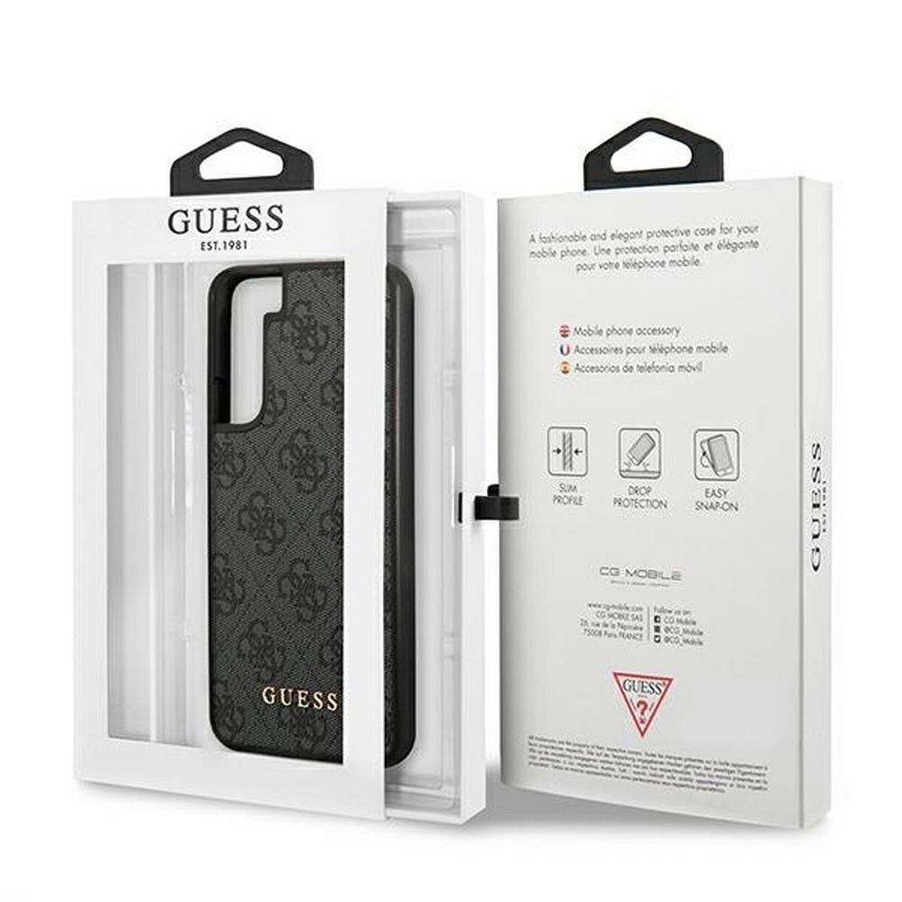 GUESS case for SAMSUNG S22 GUHCS22SG4GFGR (4G Metal Gold Logo) grey