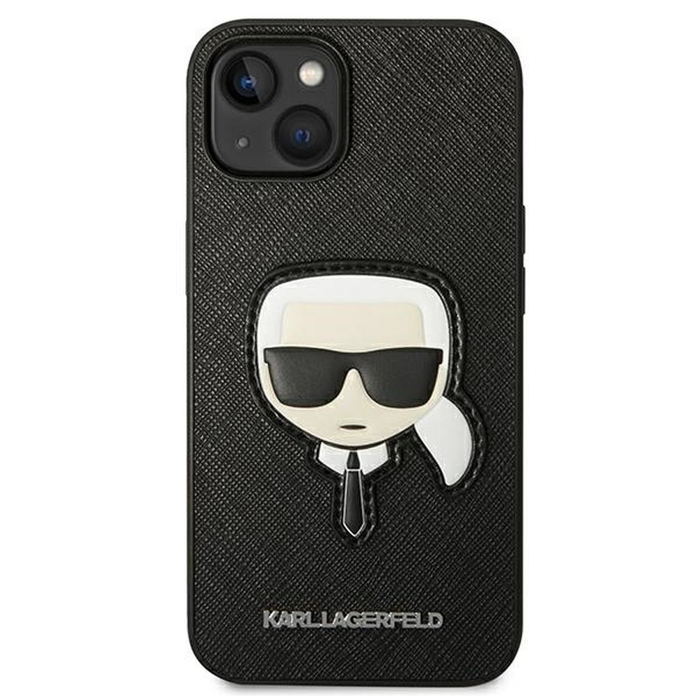 KARL LAGERFELD case for IPHONE 14 Plus KLHCP14MSAPKHK (Saffiano With Karl Head Patch) black