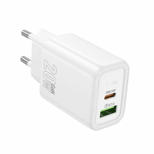 HOCO wall charger USB A + Type C PD QC3.0 3A 20W N61 white