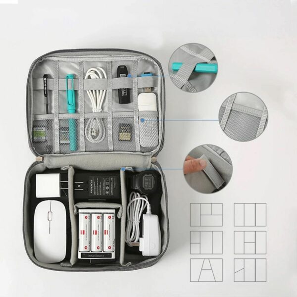 Travel organizer with compartments and handle R-K-1080 gray