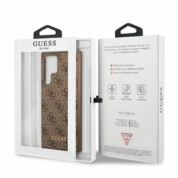 GUESS case for SAMSUNG S22 Ultra GUHCS22LG4GFBR (4G Metal Gold Logo) brown