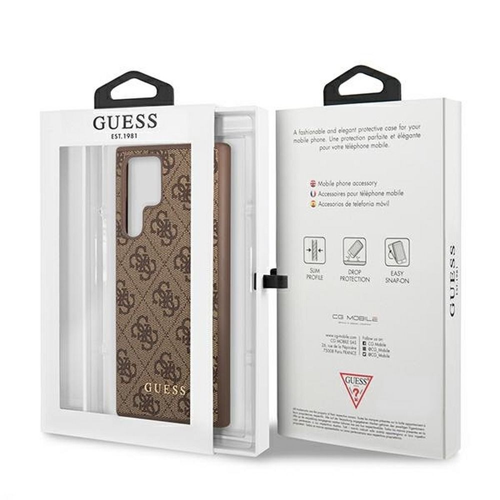 GUESS case for SAMSUNG S22 Ultra GUHCS22LG4GFBR (4G Metal Gold Logo) brown