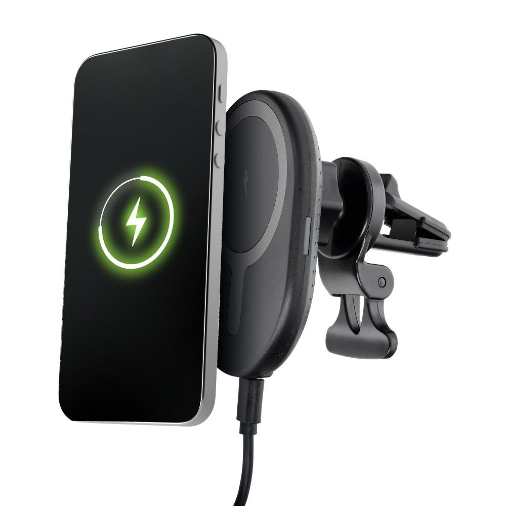 Magnetic car holder for air vent with wilress charging compatible with MagSafe 15W D8 black