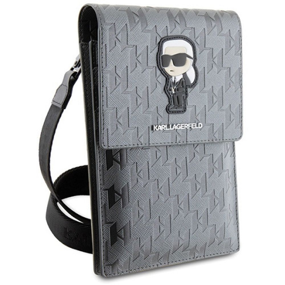 896a481b21ca088a89e3161dd6454dd1 KARL LAGERFELD universal bag for mobile KLWBSAKHPKG (Saffiano Mono Ikonik) silver