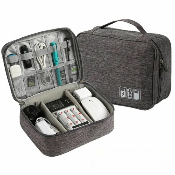 Travel organizer with compartments and handle R-K-1080 gray