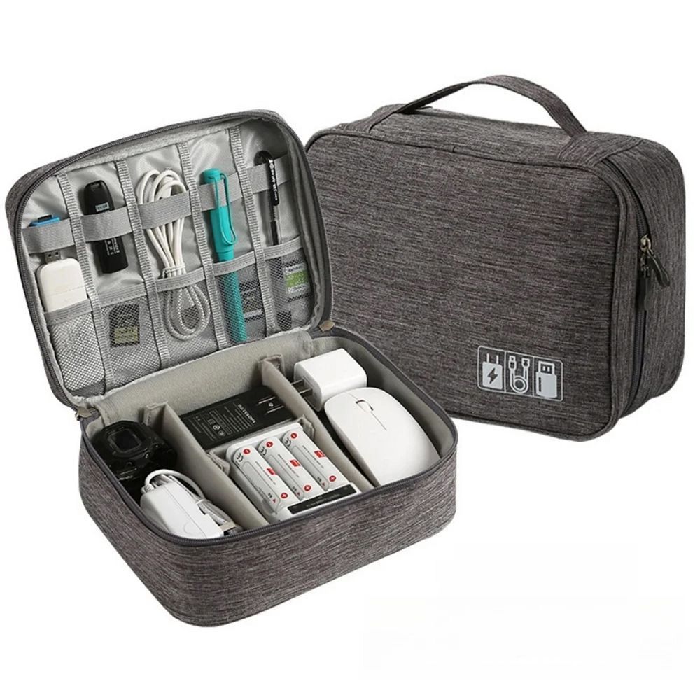 Travel organizer with compartments and handle R-K-1080 gray