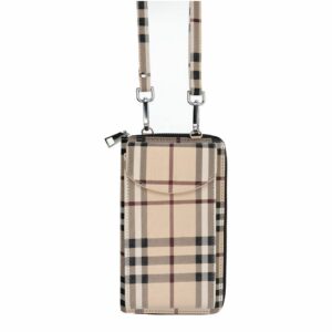 Stylish bag for mobile phone beige check